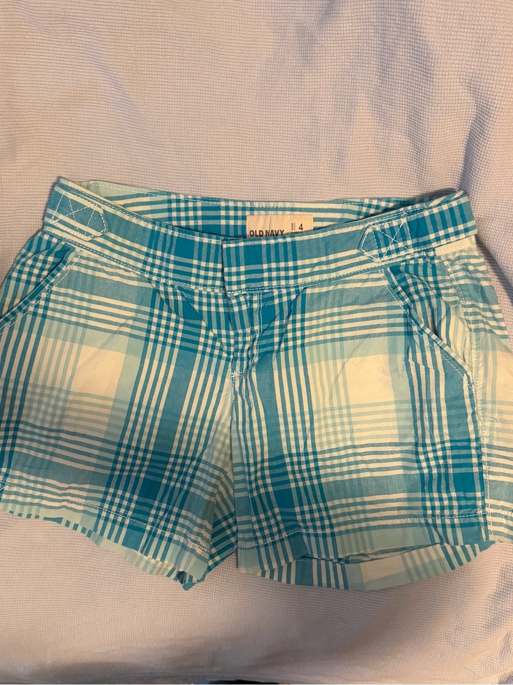 Old Navy Turquoise Plaid 3 inch Women’s Shorts - Size 4